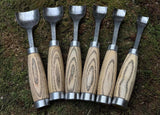 Hand-Forged Wood Carving Gouge Set | Whittling and Spoon Carving, Leather Roll