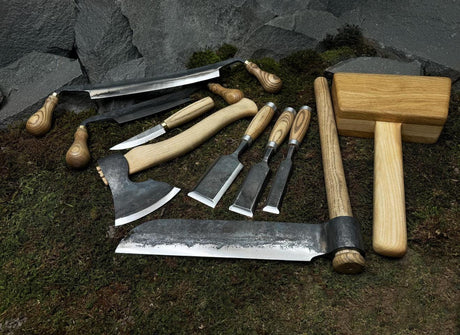 10 pieces pack Artisan Wood Carving Set – Axe, Mallet, Chisels  Knives for Spoon & Bowl Making