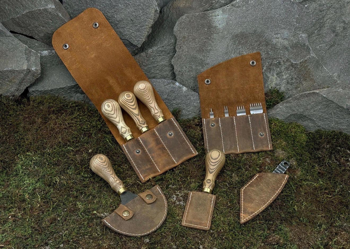 Professional Leatherworking Tool Kit – Cutting Knife, Beveler, Stitching Chisels & Accessories