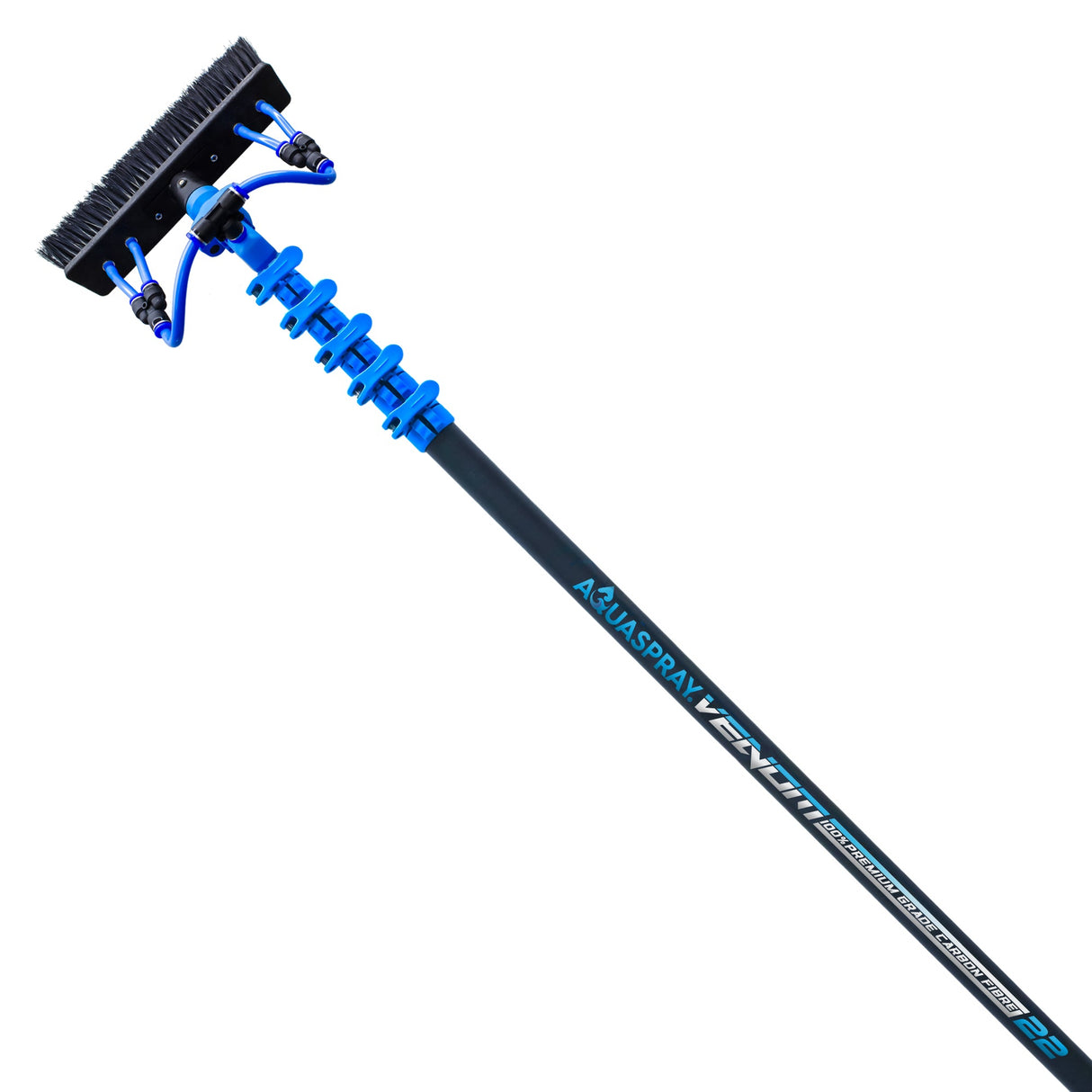 Aquaspray Venom 22ft 100% Carbon Fibre Waterfed Window Cleaning Pole 5-Section
