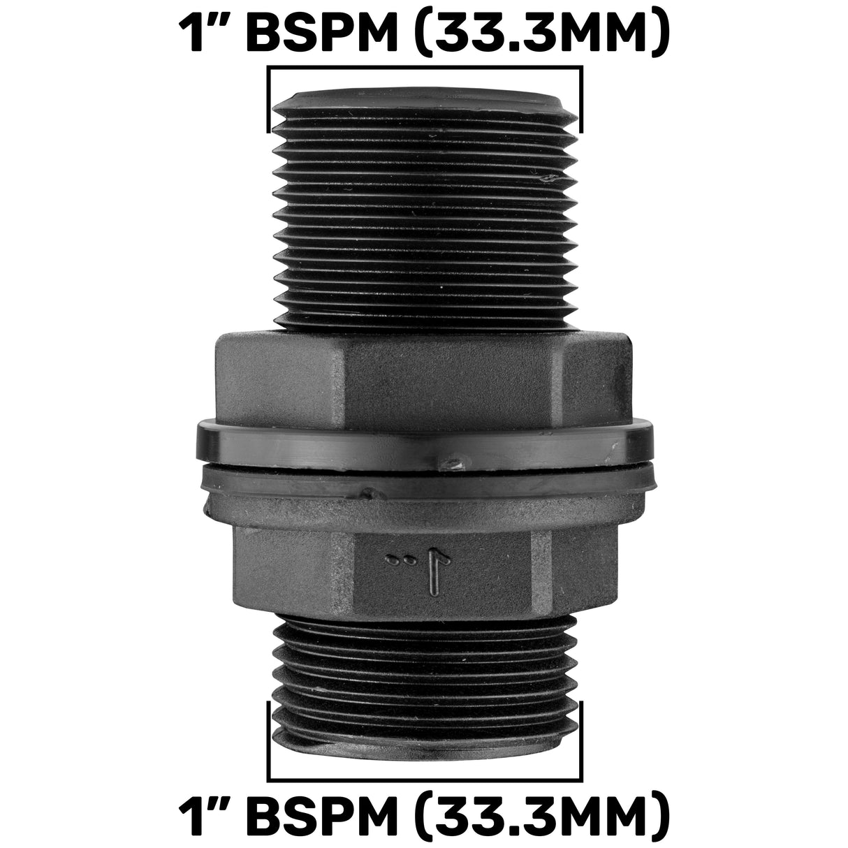 1” BSP Water Butt Fitting with 32mm MDPE Straight