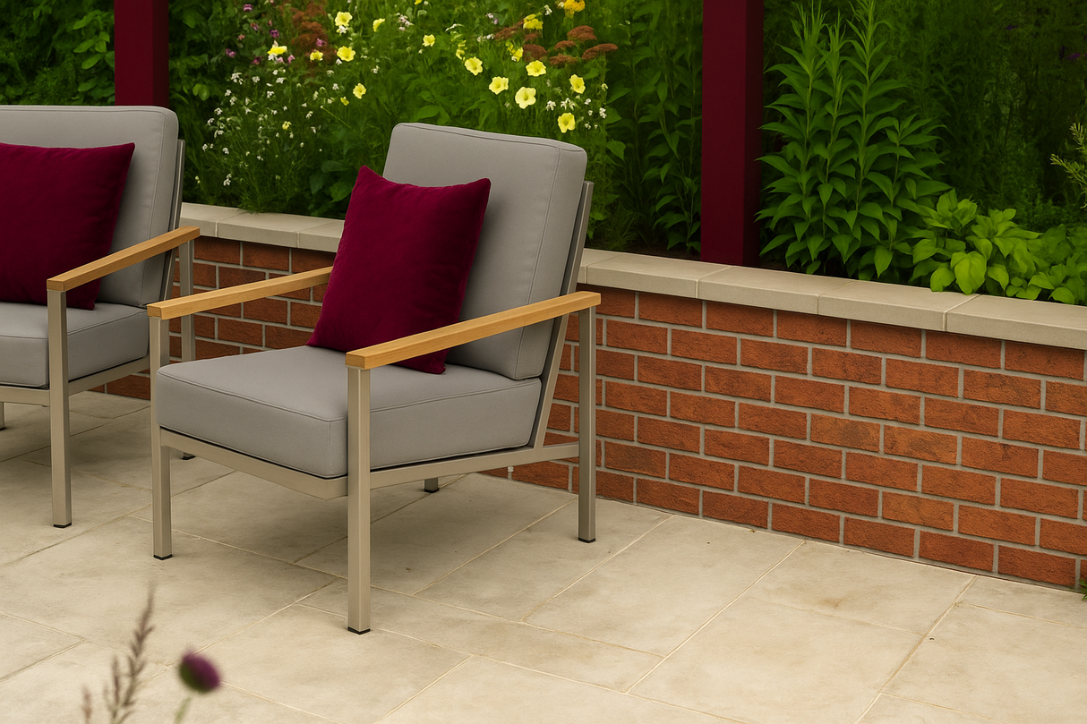 Backgarden with a Forterra Butterly Brick wall