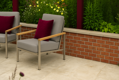 Backgarden with a Forterra Butterly Brick wall