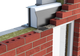 CATNIC TX130 100 lintel showcasing layered brickwork, insulation, and a clean window frame integration.