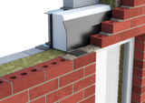 CATNIC TX150 100 lintel showcasing layered brickwork, insulation, and a clean window frame integration.