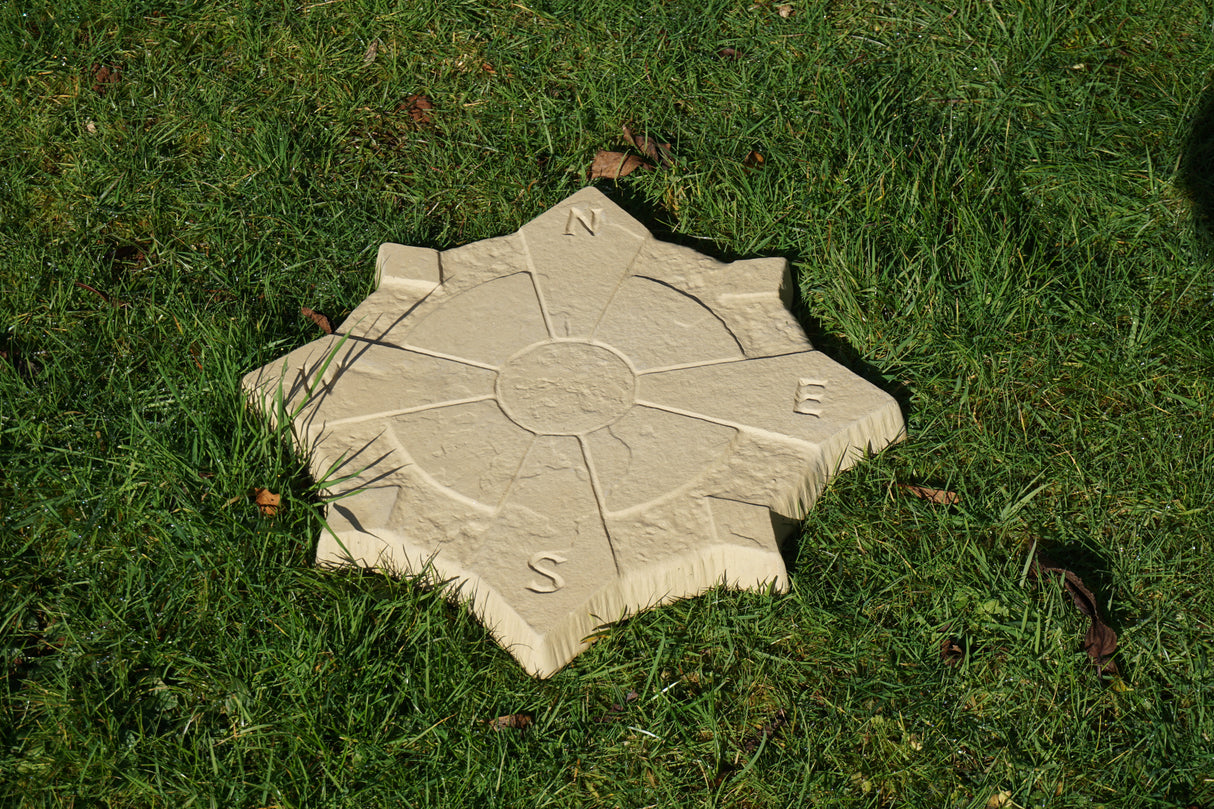 Compass Stepping Stone 440mm Buff_on grass