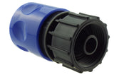 Hose Connector Blue with In-Line BSPM Valve and 20mm MDPE Straight