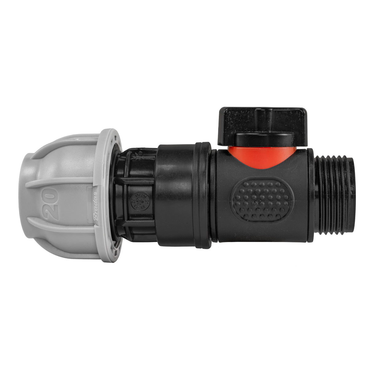 20mm MDPE Straight with In-Line BSPM Threaded Valve