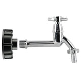 IBC 2" S60X6 - 1/2" BSP Cap with Extended Brass Chrome Tap 1/2" Barb