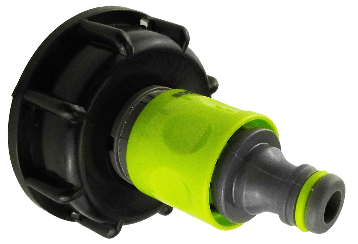 IBC 2” S60X6 Cap with ¾” BSP Threaded Hose Connector and Double Male Lime