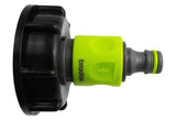 IBC 2” S60X6 Cap with ¾” BSP Threaded Hose Connector and Double Male Lime