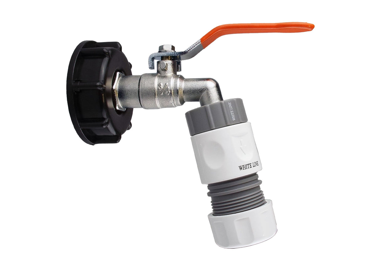 IBC 2” S60X6 Cap with Lever Tap and Max Flo Hose Connectors Set