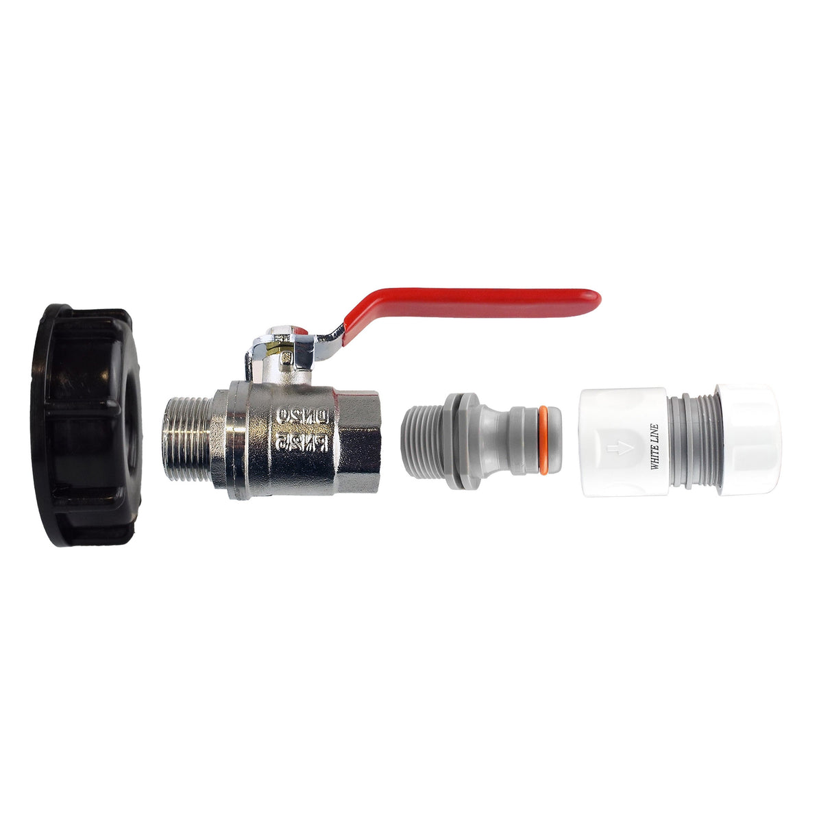 IBC 2” S60X6 Cap with ¾” BSP Lever Valve and Max Flo Hose Connectors Set