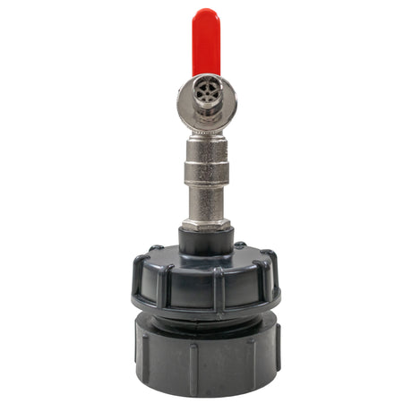 IBC 2” BSPF – S60X6 Cap with S60X6 – ½” BSPF Cap and Lever Tap ½” Barb