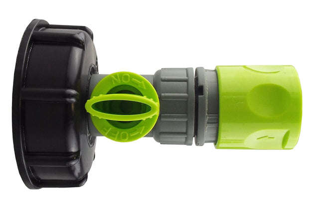 IBC 2” S60X6 Cap with BSP Threaded Valve and Hose Connector Lime