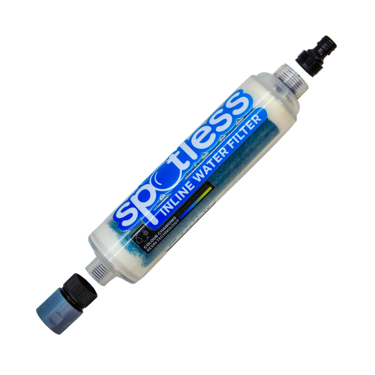 Spotless Inline Water Filter. Colour Changing DI-Resin - New Improved Formula