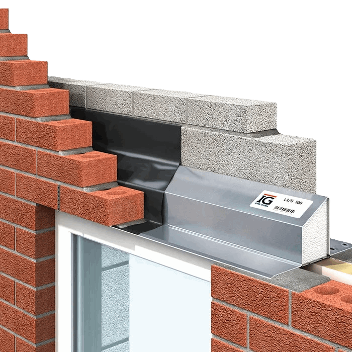 IG L1/S100 Cavity Wall Lintel: A robust steel design that securely supports masonry above openings for construction and insulation.