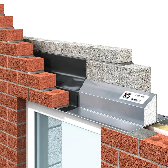 IG L1/S100 Cavity Wall Lintel: A robust steel design that securely supports masonry above openings for construction and insulation.