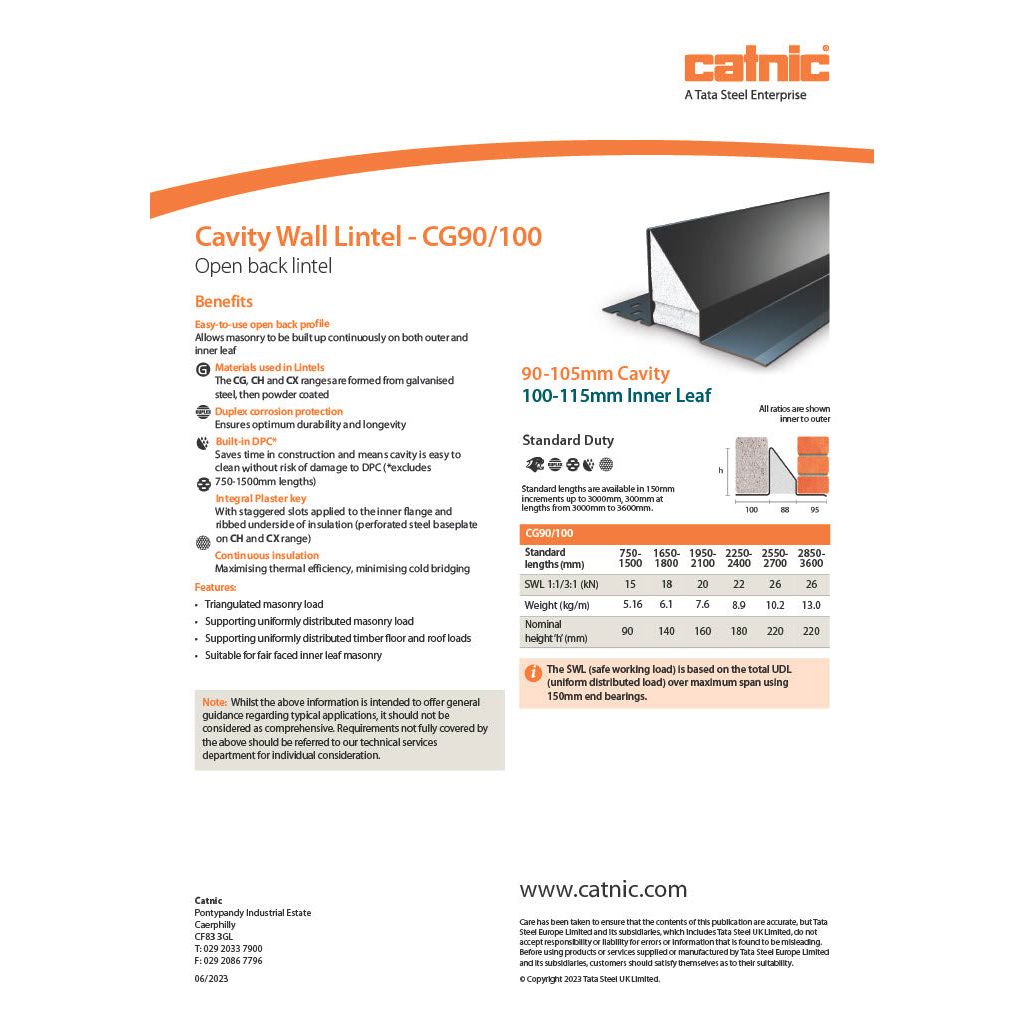 Catnic CG90/100 100mm Cavity Wall Lintel