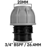 20mm MDPE Straight with In-Line BSPM Valve and Geka Type Connector