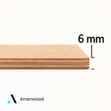 Marine Plywood board with thickness measurement of 6 mm and 'Arranwood' branding.