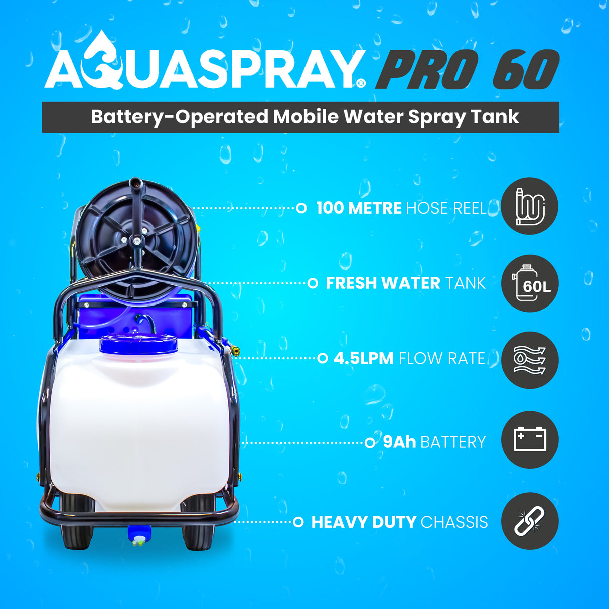Aquaspray Pro 60L Battery-Operated Water Spray Tank