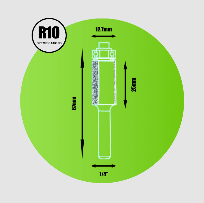 Bottom Bearing Cutter 1/4" x 12mm x 25.4mm - R10