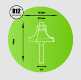 1/4" Rounding Over Router Cutter 12.7mm Radius - R12