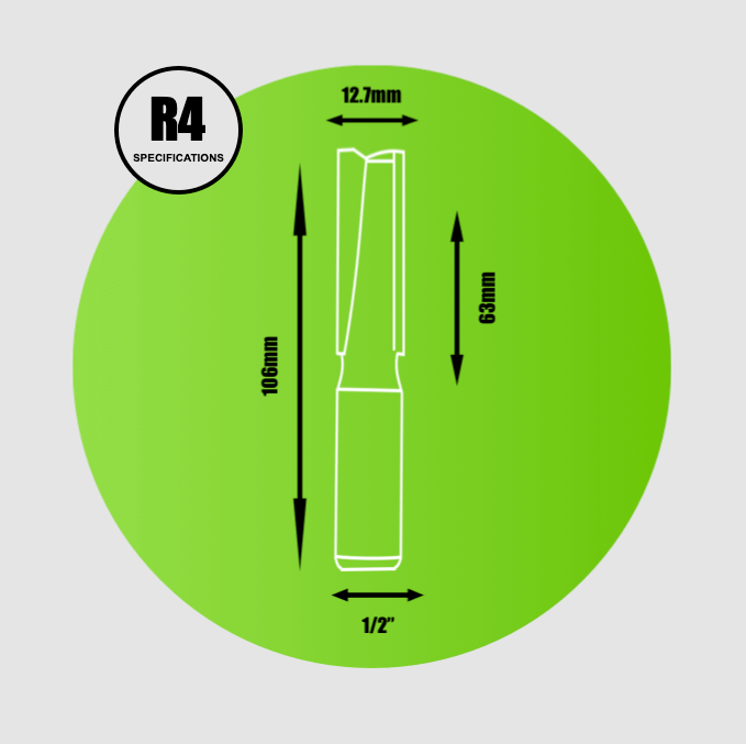 Straight Router Cutter 1/2" x 12.7mm x 63mm - R4