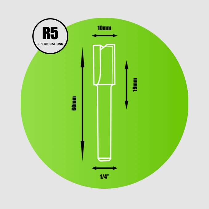 Straight Router Cutter 1/4" x 10mm x 19mm - R5