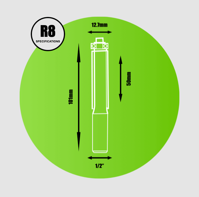 Bottom Bearing Guided Cutter 1/2"x12.7mmx50mm - R8