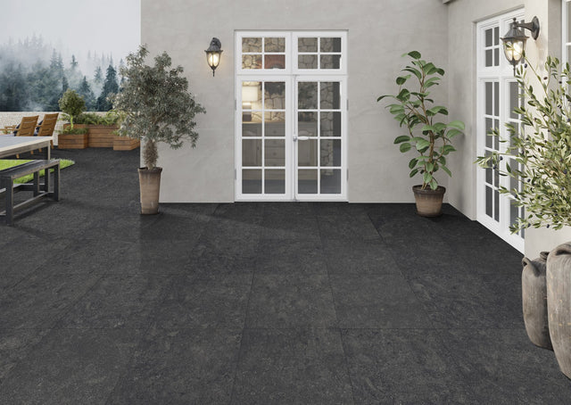Luzia Porcelain Paving Raven Black Outdoor Tiles