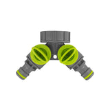 Wall Flange Kit 25mm MDPE + Brass Bib Tap + Lime Two Way Tap Splitter