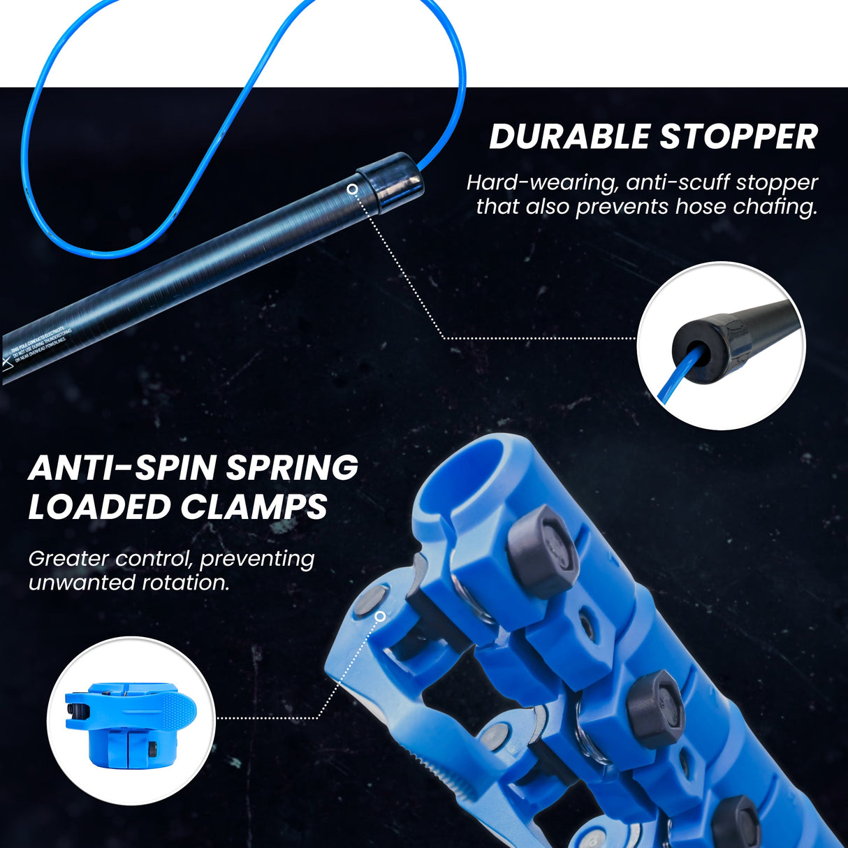 Aquaspray Venom 30ft Hybrid 70% Carbon, 30% Fiberglass Waterfed Window Cleaning Pole – 6 Sections