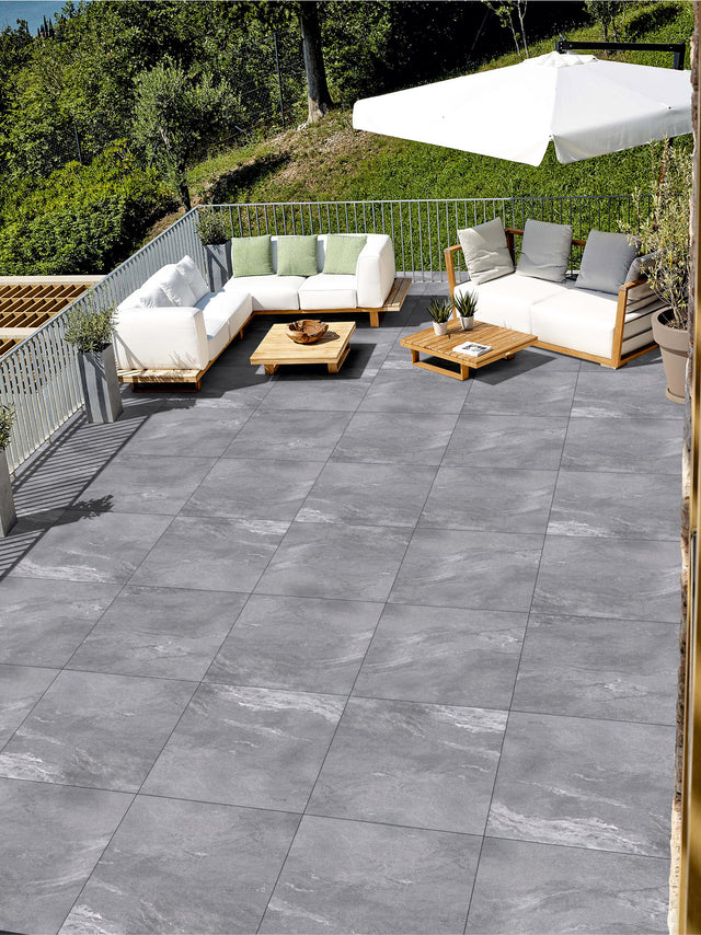 Luzia Porcelain Paving Volcanic Grey Outdoor Tiles