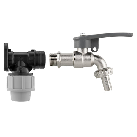 Wall Flange Kit 20mm MDPE - Lever Tap with Hose Barb and Side Lock