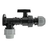 Wall Flange Kit 25mm MDPE + Large Plastic Valve & 25mm MDPE Straight