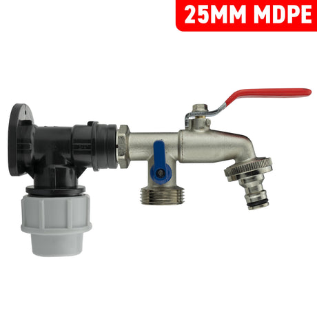 Wall Flange Kit 25mm MDPE + Double Lever Tap ¾” BSP