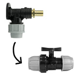 Wall Flange Kit 32mm MDPE + 32mm MDPE Valve + 19mm Brass Barb