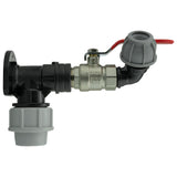 Wall Flange Kit 32mm MDPE + Lever Valve + 20mm MDPE Elbow