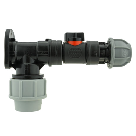 Wall Flange Kit 32mm MDPE + In-Line Valve + 20mm MDPE Joiner