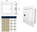 Access Panel Door Metal With Lock, White 200mm x 300mm by Akor