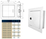 Access Panel Door Metal With Lock, White 300mm x 300mm by Akor