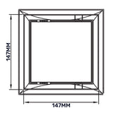 White 150mm x 150mm access panel door, unobtrusive square panel for quick access to spaces in walls, ceilings or floors.