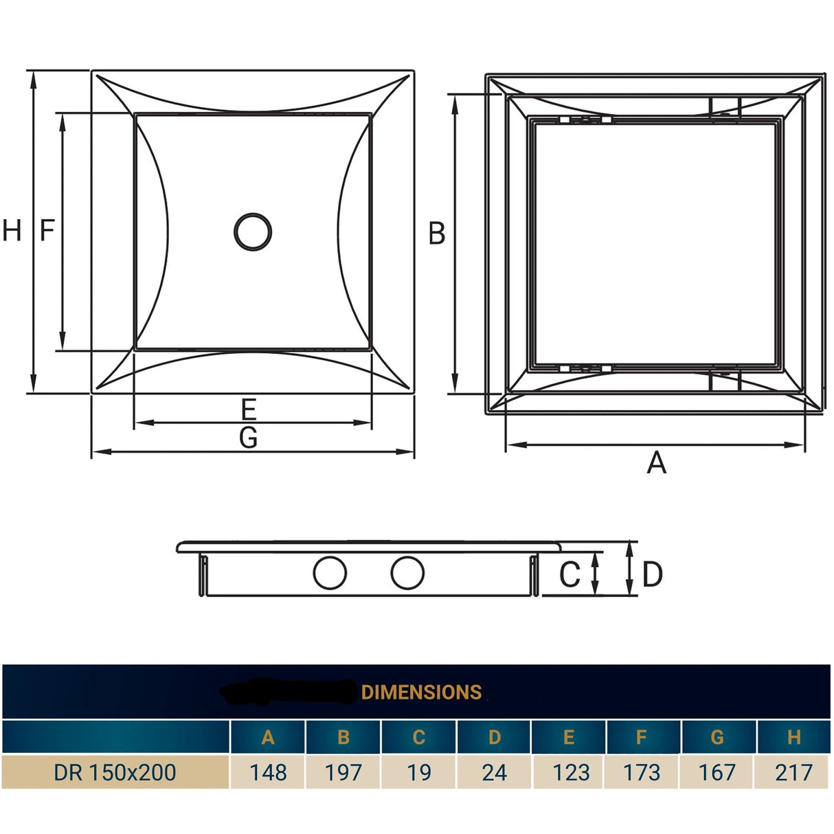 Access Panel Door PP, White 150mm x 200mm by Akor