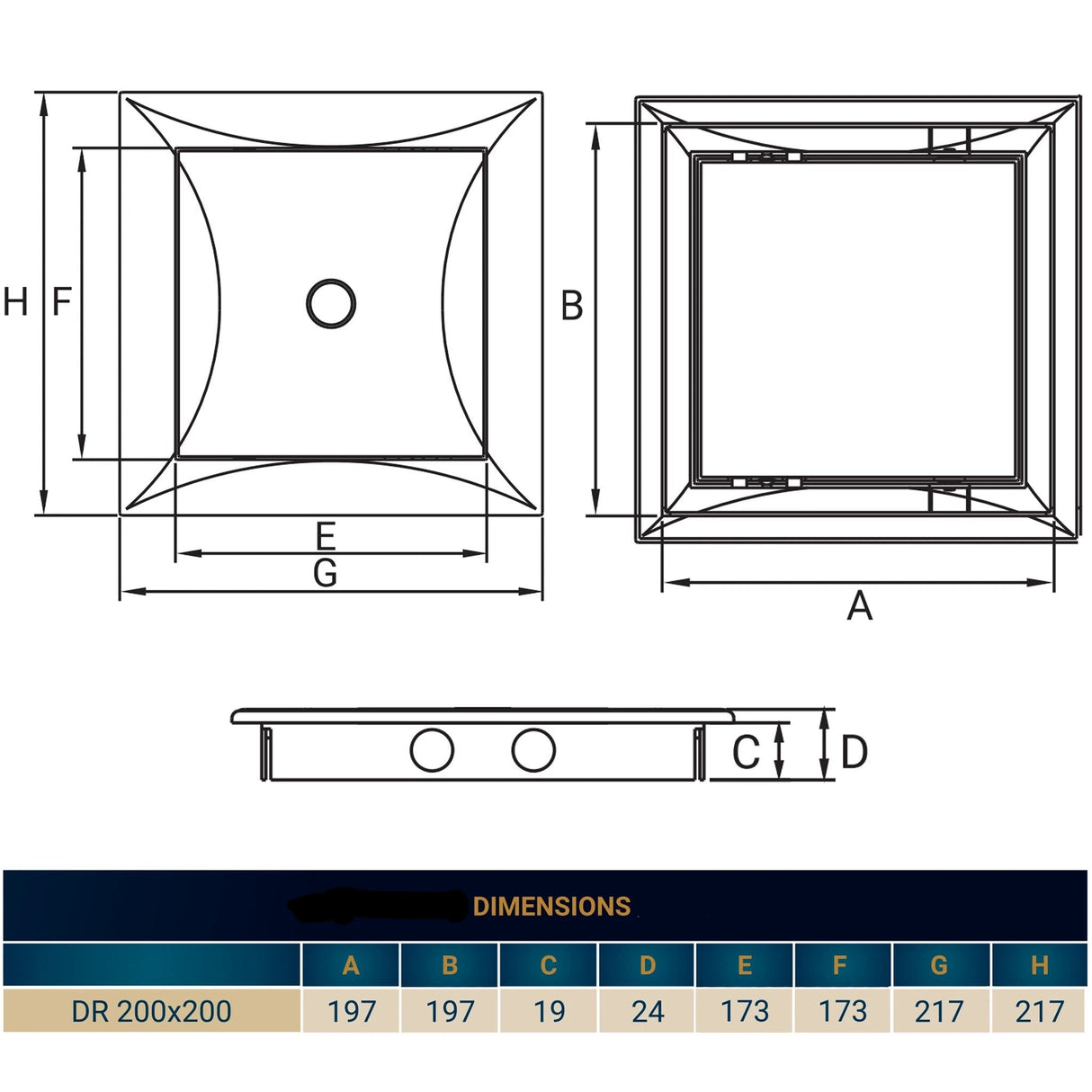 Access Panel Door PP, White 200mm x 200mm by Akor