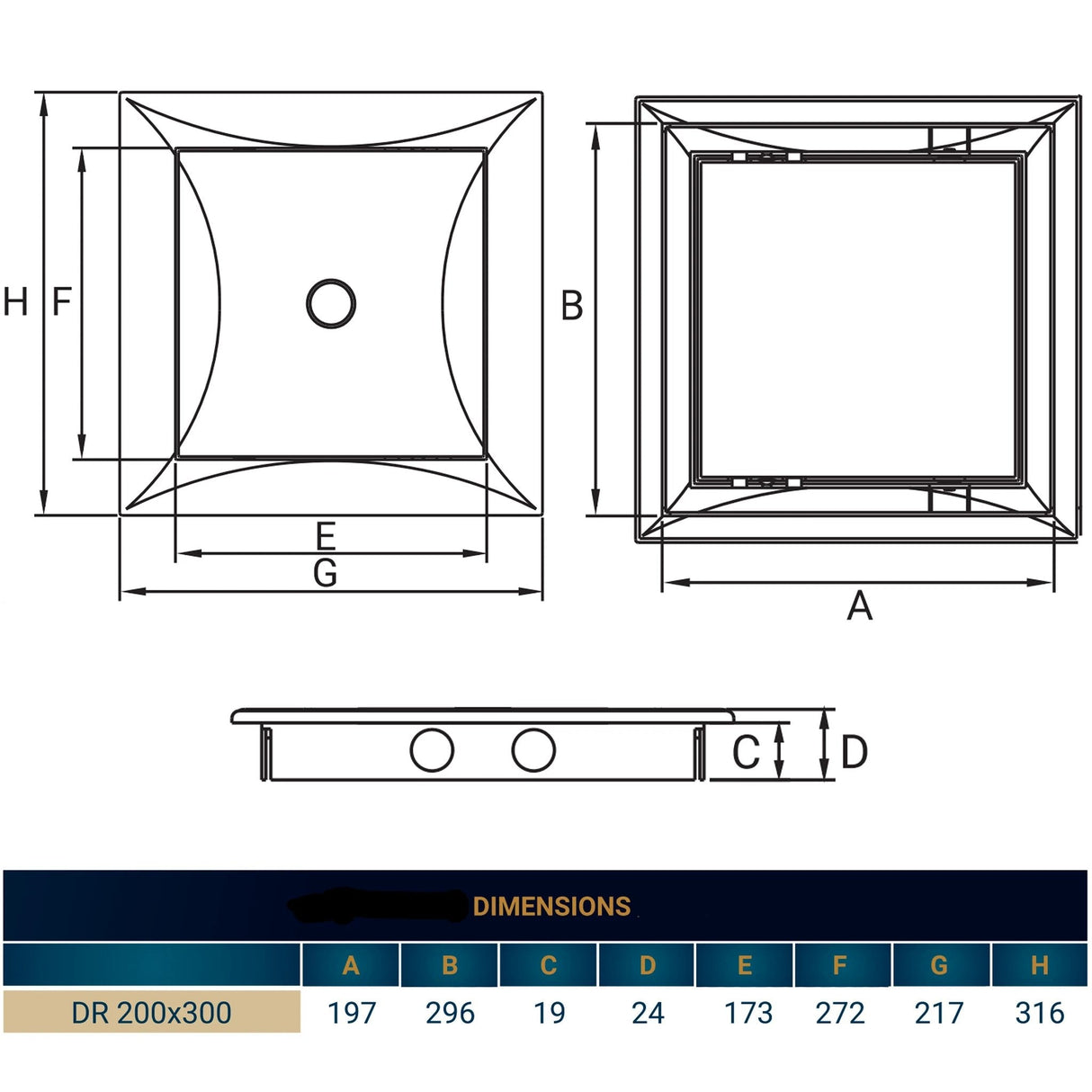 Access Panel Door PP, White 200mm x 300mm by Akor