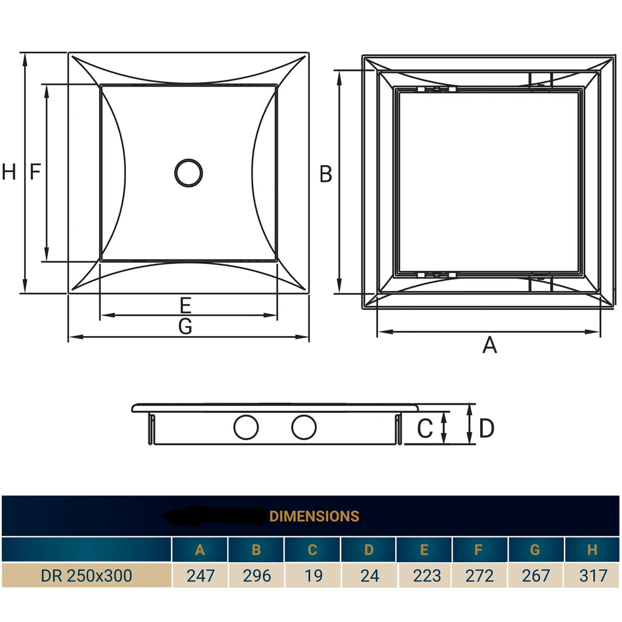 Access Panel Door PP, White 250mm x 300mm by Akor