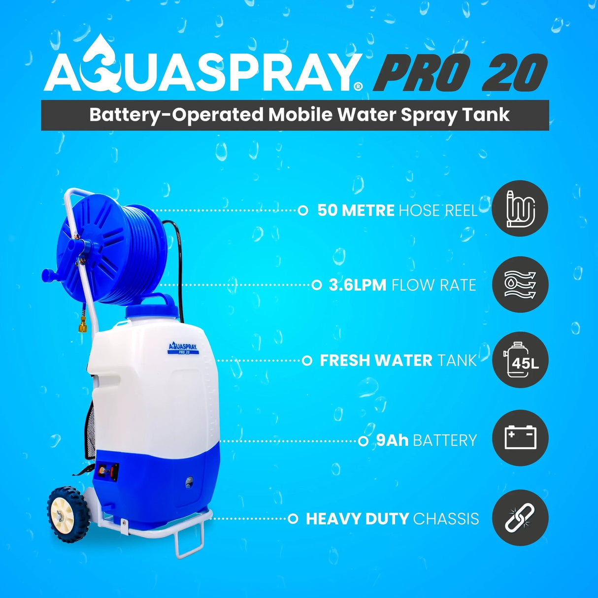 Aquaspray Pro 20 Battery Operated Water Spray Tank - Armstrong Cheshire