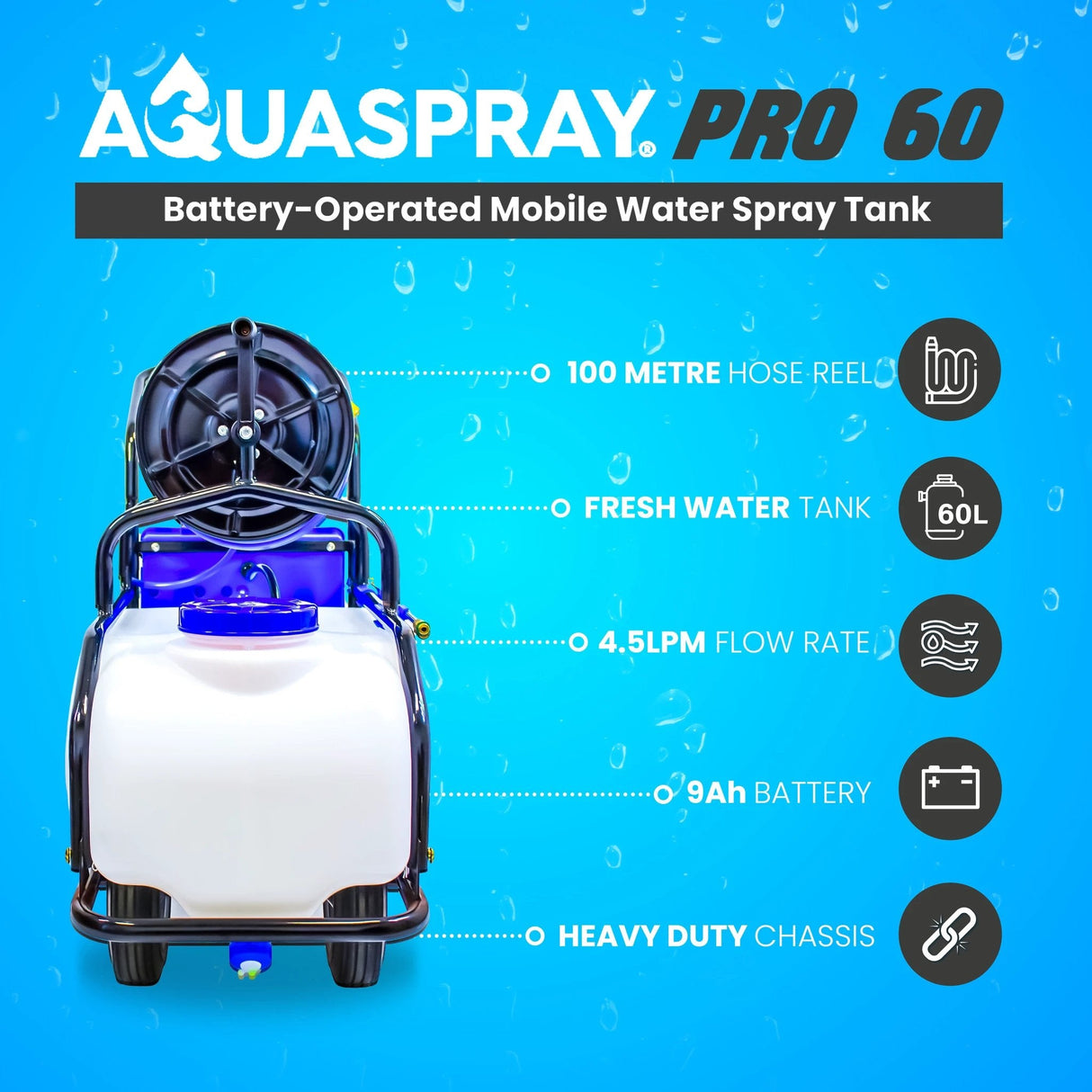 Aquaspray Pro 60L Battery-Operated Water Spray Tank - Armstrong Cheshire